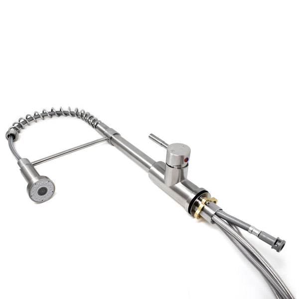 GPT-PDFSS01-Stylish Stainless Steel Finish Single Handle Pulldown Sprayer Kitchen Faucet, 1.8 GPM, Spring Pulldown Sprayer with Turbo Spray Setting