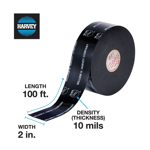 HB-014100-(#5G) Harvey? 2" x 100 ft. Black Pipe Wrap (10 mil thick)
