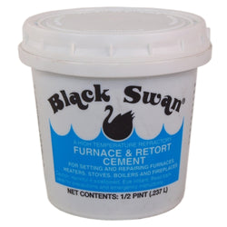 HB-5170050 Black Swan® 1/2 Pint Furnace & Retort Cement. Used for setting & repairing furnaces, boilers, stoves & heaters. Fireproof & acid proof.