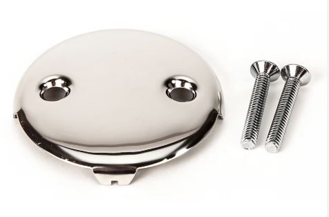 HB-0626056-2-Hole Chrome Plated Blank Face Plate for Trip Waste, screws included