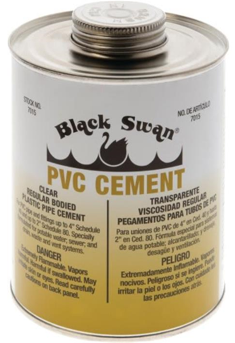 HB-1300 Black Swan® 4oz. Clear PVC Cement