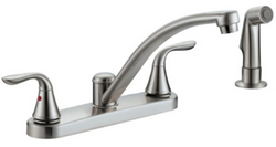 Two Handle Kitchen Faucet, Satin Nickel w/ Spray - HB-1558002