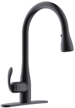 HB-1558075-Pull Down Kitchen Faucet. Boost Spray 1.8 GPM Matte Black Finish