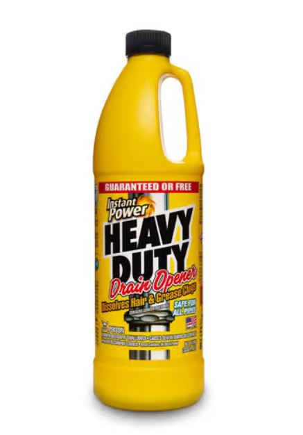 HB-1870 Instant Power® 1 Liter Heavy Duty Drain Opener (Non-Acid) / Uses a Dual Hydroxide Formula / 15x More Effective than common drain openers