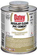 HB-31012 Oatey® 4oz. PVC Regular Clear Cement. Regular-bodied clear cement for use on all schedules and classes of PVC pipe and fittings up to 4" for Sch. 40 & up to 2" for Sch. 80