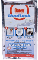 HB-31416 Oatey® 0.6oz Liquilock™ Water Absorbing Crystals. Solidifies water for easy toilet removal. Gel forms in 4 minutes. Simply flush gel away once toilet is reset.