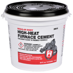HB-35-515 Hercules® 1/2 Gal. High-Heat Furnace Cement. Patented formula for mortar facing, caulking or coating for use to seal and repair boilers, furnaces, fireboxes and many other furnace and refractory applications.