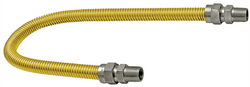 HB-4400100-36" Yellow Epoxy Coated Stainless Steel Gas Connector 1/2" MPT w 3/8" FPT x 3/4" FPT (FTGC-YC12-36K-(RF)