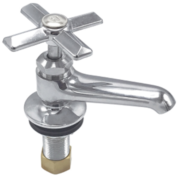 HB-4706002-Single Basin Faucet, Chrome Plated, Solid Brass Body & Shaft, Cross handle with both Hot &amp; Cold Index buttons