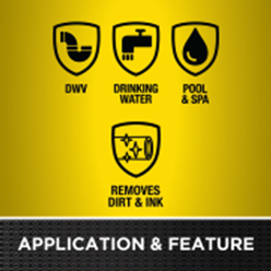 HB-60652 Hercules® 4oz. Clear Plastic Pipe & Fittings Cleaner. Fast acting formula removes foreign matter and dirt from ABS, PVC and CPVC pipe and fittings