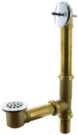 1-1/2" Bathtub Trip Lever Complete Kit, 20 Gauge, Brass Slip Nut, Cast Brass Body