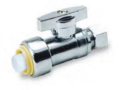 HB-CC10170-(#G2) 1/2" Comp. x 3/8" Push-Fit 1/4 Turn "Straight" Stop Valve, Chrome, 200WOG (UPSSC1238)