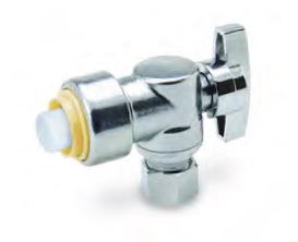 HB-CC10175-(#G2) 1/2" Comp. x 3/8" Push-Fit 1/4 Turn "Angle" Stop Valve, Chrome, 200WOG (UPASC1238)