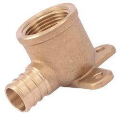 HB-PFDL3412-NL-(#G5) 3/4" PEX x 1/2" Female NPT Brass Drop Ear Elbow (Lead-Free)
