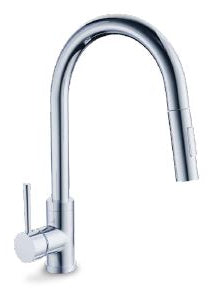 HB-RTV-K50C-(#i2) Tavo Single Handle Pull Down Kitchen Faucet, Chrome Finish, 2 Function Pull Down Sprayer, 360° Swivel Rotation Spout, Optional Deck Plate Included