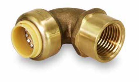 HB-UPFE12-(#G2) 1/2" PUSH x FEMALE PIPEBITE ELBOW 90°