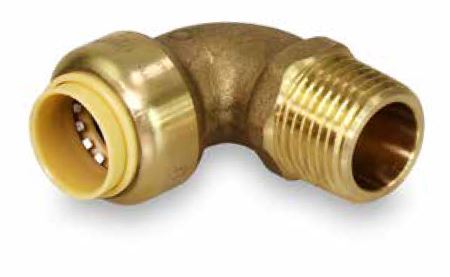 HB-UPME34-(#G2) 3/4" PUSH x MALE PIPEBITE ELBOW 90°