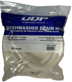 HB-WD7807506-1/2" x 78" Plastic Dishwasher Drain Hose, Outlet Connections: 5/8", 3/4" &amp; 1" . Kink Resistant and crushproof