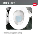 HB-31416 Oatey® 0.6oz Liquilock™ Water Absorbing Crystals. Solidifies water for easy toilet removal. Gel forms in 4 minutes. Simply flush gel away once toilet is reset.