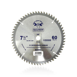 ASK-N1602-Professional Circular Saw Blade, Industrial Quality C3 Carbide- Multi-Purpose 7 1/4" - 60T