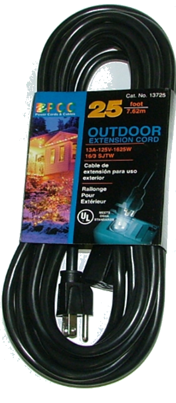 15' BLACK EXT CORD 16/3