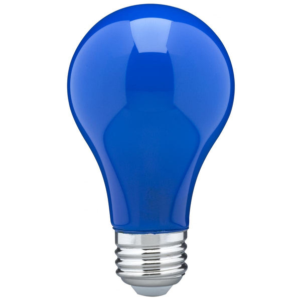 COLORED A19 LED SATCO BULB 8W=60W CERAMIC BLUE