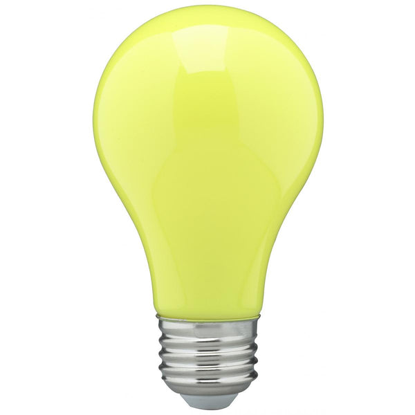 COLORED A19 LED SATCO BULB 8W=60W CERAMIC YELLOW