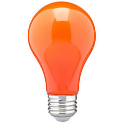 COLORED A19 LED SATCO BULB 8W=60W CERAMIC ORANGE