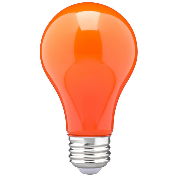 COLORED A19 LED SATCO BULB 8W=60W CERAMIC ORANGE