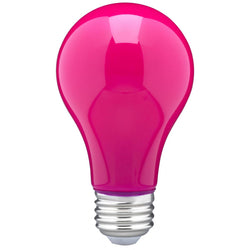 COLORED A19 LED SATCO BULB 8W=60W CERAMIC PINK