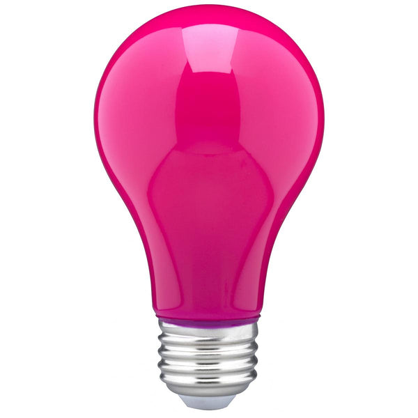 COLORED A19 LED SATCO BULB 8W=60W CERAMIC PINK