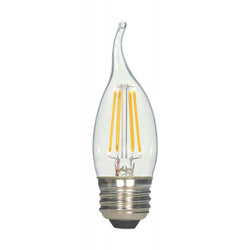 SATCO CHANDILIER CARD 2/PK 4.5W=40W FLAME TIP 50K CLEAR MEDIUM BASE