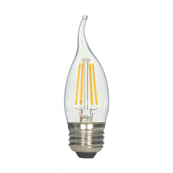 SATCO CHANDILIER CARD 2/PK 4.5W=40W FLAME TIP 50K CLEAR MEDIUM BASE