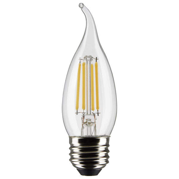 SATCO CHANDILIER CARD 2/PK 5.5W=60W FLAME TIP 27K CLEAR MEDIUM BASE