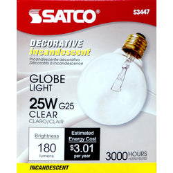 G25 SATCO INCANDENSCENT BULB 25W 3" CLEAR