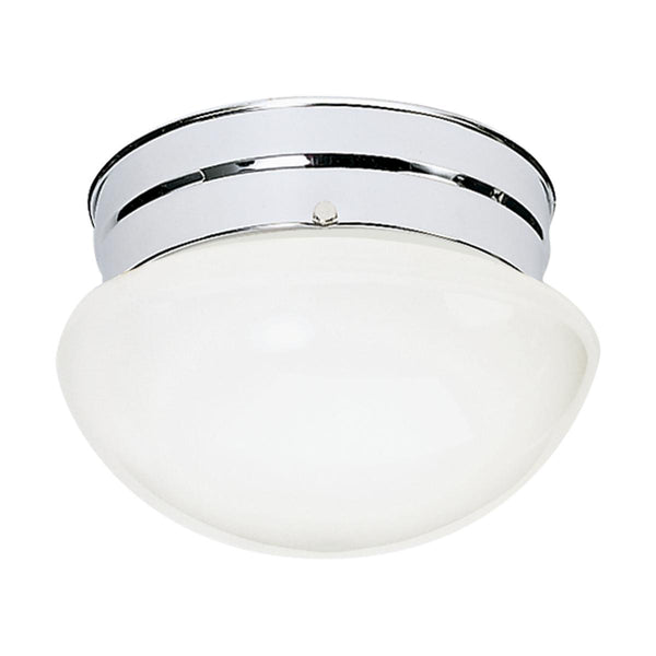 1 Light - 8" Flush with White Glass - Polished Chrome Finish