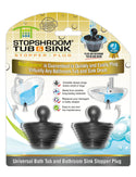 STSPLG2PK-StopShroom Tub 2 Pack Universal Stopper for Bathtub and Bathroom Sink Drains, Black Plug