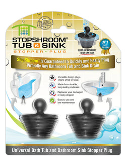 STSPLG2PK-StopShroom Tub 2 Pack Universal Stopper for Bathtub and Bathroom Sink Drains, Black Plug