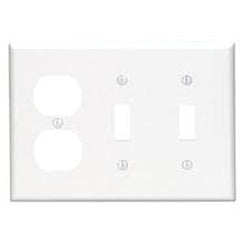 3GANG 2TOGGLE 1DUPLEX WHITE METAL WALLPLATE