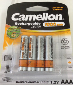 CAMELION BRAND RECHARGEABLE AAA-4 1000mah  (NH-AAA1000BP4)