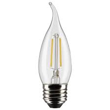 S21848-LED CHAND CARD MED BASE TT 2PK 3W=25W FLAME TIP 27K CLEAR