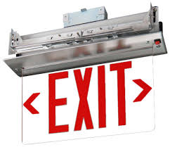 67-117-LED RECESSED RED LETTERS AC/DC EDGE LIT EXIT