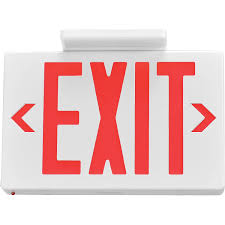 LX-PLASTIC-WLSESB1-Wet Location LED Exit Sign Red Letters Single Face Battery Back-up White Housing