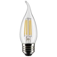 S21849-LED CHAND CARD MED BASE TT  2/P 4W=40W FLAME TIP 27K CLEAR