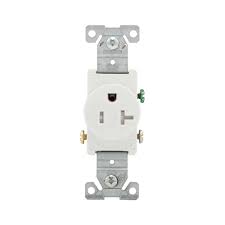 NAI BRAND SINGLE RECEPTACLE (OLD STYLE) 20A 125V TAMPER = (COOPER TR1877), SELF GROUNDING. WHITE