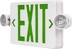 LX-PLASTIC-2HWE-LED- NON NYC 2 HEAD COMBO WITH LED HEADS AND THE WORD EXIT ON THE FIXTURE