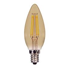 S9986-LED SATCO VINTAGE 3.5W=40W TORPEDO AMBER CAND BASE 2000K 300 LUMENS 120 VOLT
