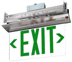 67-116-LED RECESSED GREEN LETTERS AC/DC EDGE LIT EXIT