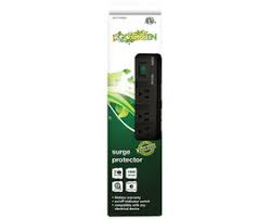 GG-17636BK-GO GREENE BRAND BLACK POWER STRIP 7 OUTLET, 1200 JOULES W 6FT CORD.
