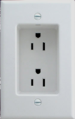 RECESSED CLOCK DUPLEX OUTLET WHITE PLASTIC LEVITON